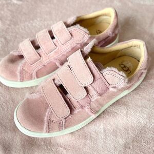 NWOT UGG Alix Pink Suede Faux Fur Trainer Velcro Sneaker Size 6